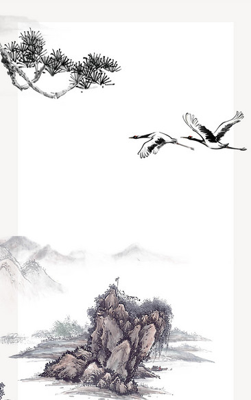 古风水墨山水素材背景