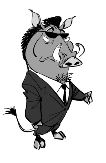 卡通拟人野猪