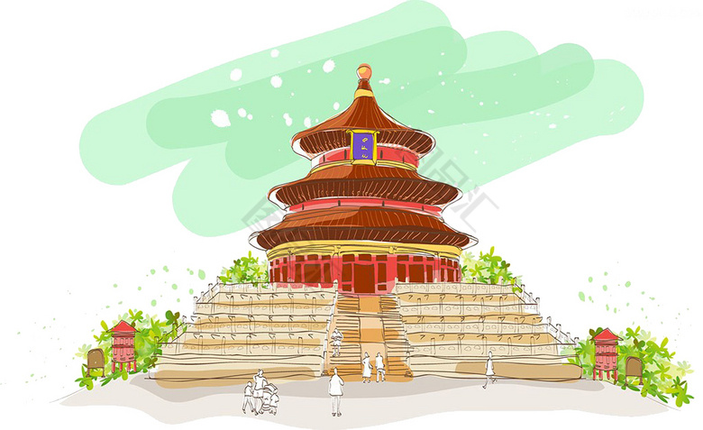 卡通手绘#类目,图品汇素材网站内与其相关的素材还有 北京天坛水彩画
