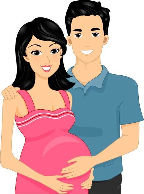 图品汇 设计元素 卡通手绘 矢量素材孕妇和丈夫  孕妇 母婴 母亲 女性