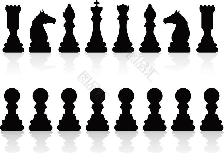 国际象棋剪影素材