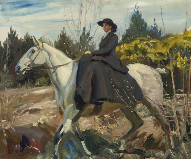 骑马的女人油画装饰画