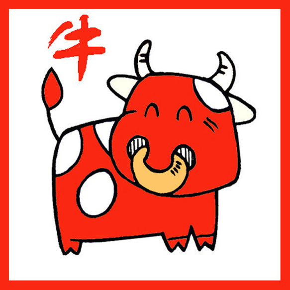 卡通红色小牛装饰画