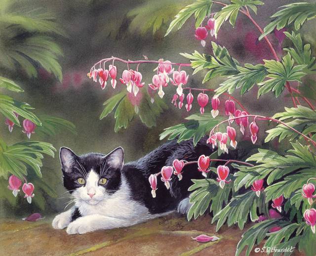花丛中的小猫装饰画