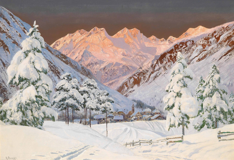 雪中的松柏无框画3