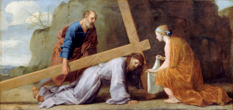 耶稣背着十字架油画装饰画