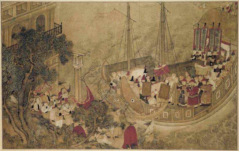 古代官员西洋船装饰画