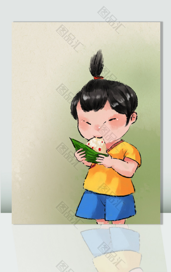 卡通儿童吃粽子传统节日端午节插画 卡通儿童吃粽子传统节日端午节插画