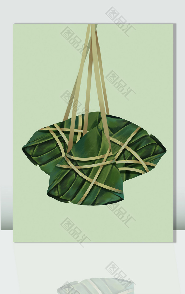 手绘绿色粽子端午节美食插画 手绘绿色粽子端午节美食插画