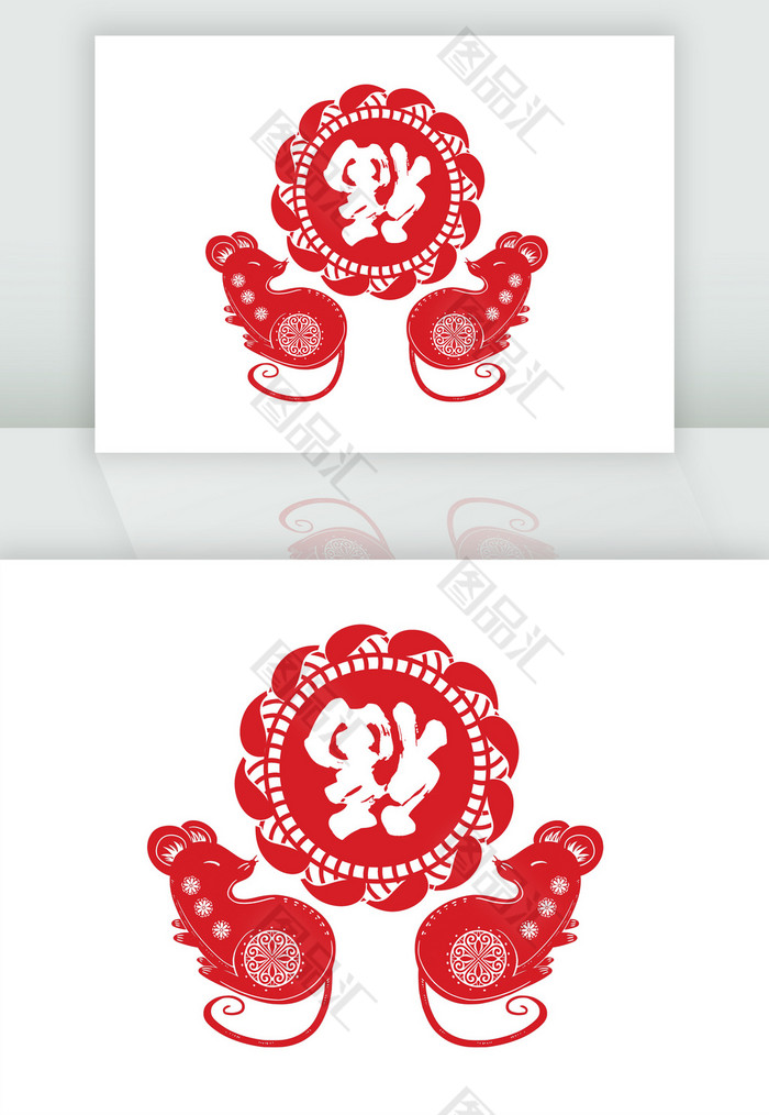 2020春节新年红色老鼠剪纸 2020春节新年红色老鼠剪纸