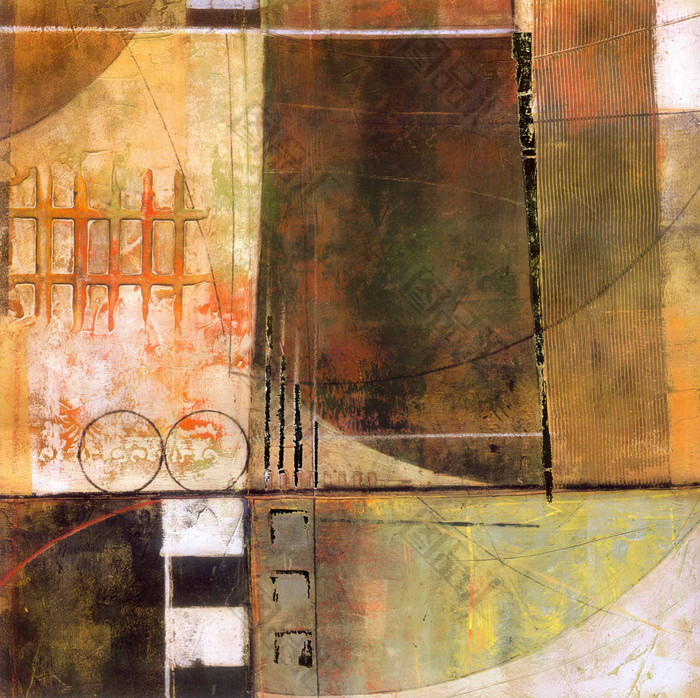 彩色抽象几何油画装饰画4 彩色抽象几何油画装饰画4