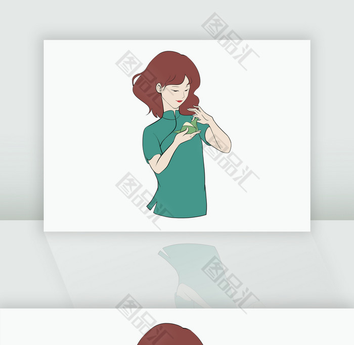 卡通美女剥粽子端午节插画素材 卡通美女剥粽子端午节插画素材