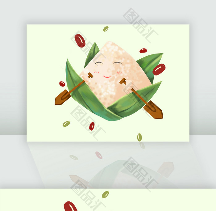 卡通可爱红豆粽子端午节插画 卡通可爱红豆粽子端午节插画
