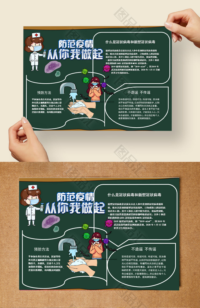 防范肺炎疫情word电子小报模板 防范肺炎疫情word电子小报模板