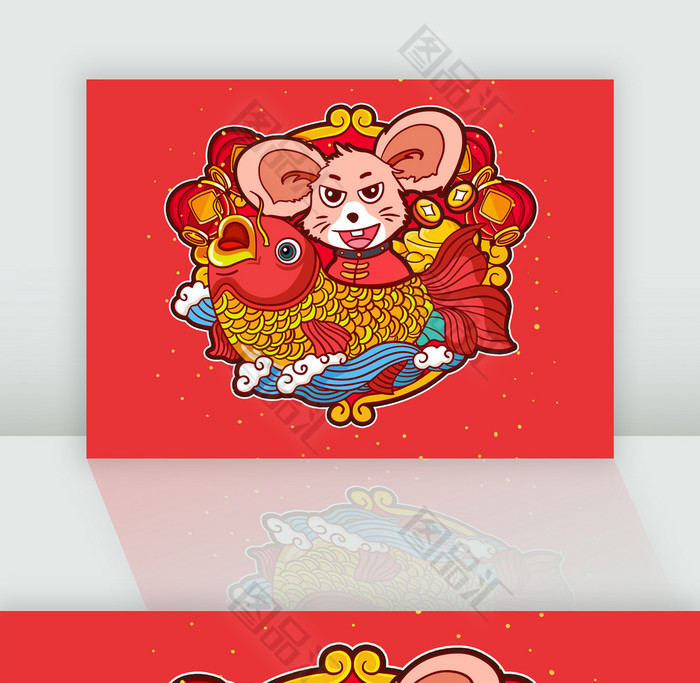 扁平涂鸦描边风格新年鼠年形象插画 扁平涂鸦描边风格新年鼠年形象插画