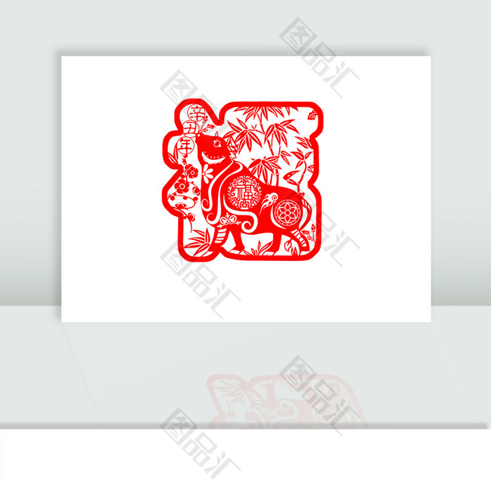 红色喜庆春节剪纸牛素材 红色喜庆春节剪纸牛素材