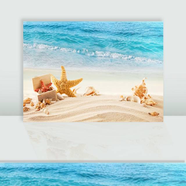 沙滩海浪贝壳海星装饰画