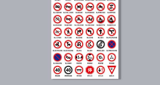 矢量交通安全禁令标志