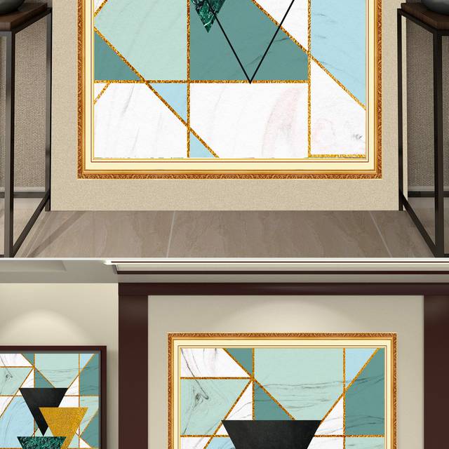 现代简约三角形形状客厅装饰玄关画