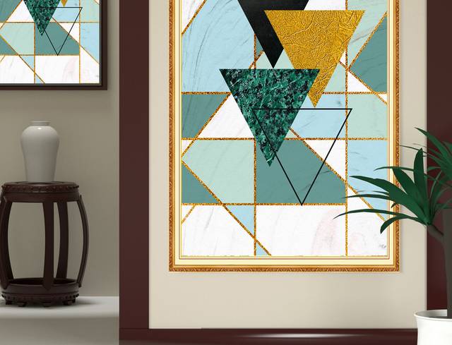 现代简约三角形形状客厅装饰玄关画
