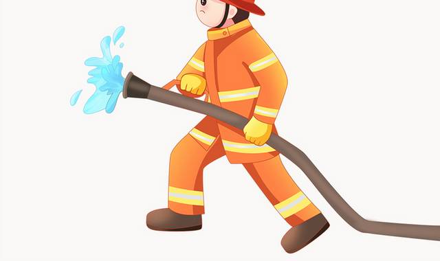 消防员救火灭火卡通人物PNG素材消防消防安全