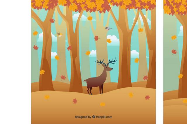 秋季创意精致叶子麋鹿素材