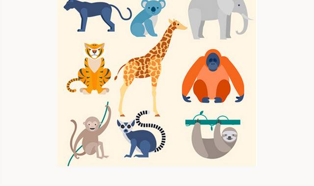 9款卡通野生动物矢量图