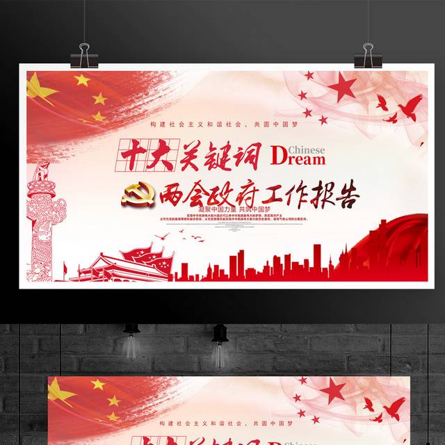 两会政府工作报告展板
