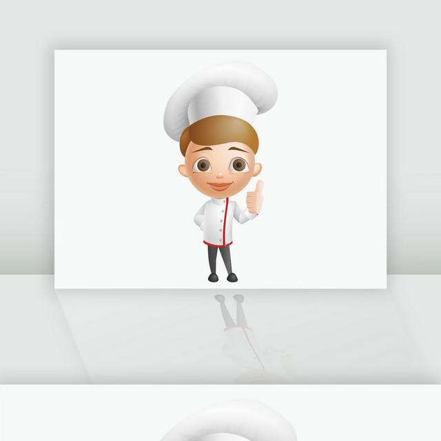 白色卡通质感厨师插画