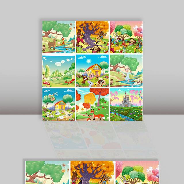 9款卡通动物风景插画矢量图【三】