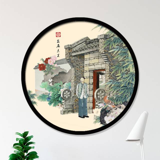 古典手绘中国风人物建筑插画