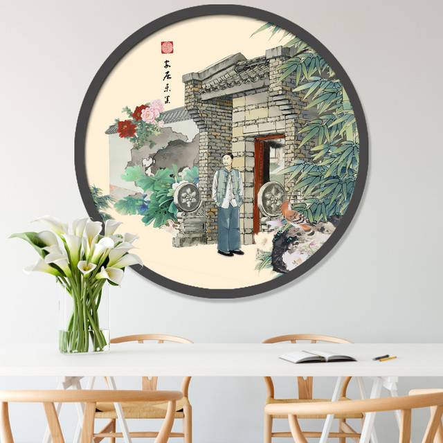 古典手绘中国风人物建筑插画
