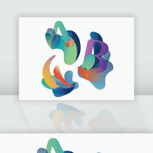扁平矢量插画ABC创意字母设计