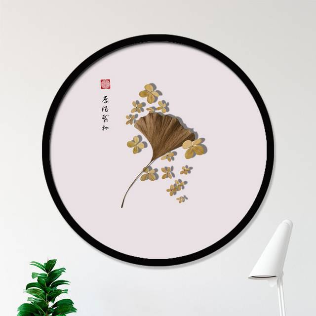 中国风银杏叶工笔画装饰画