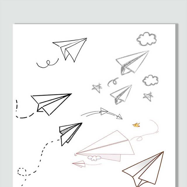 简笔画纸飞机开学季儿童节