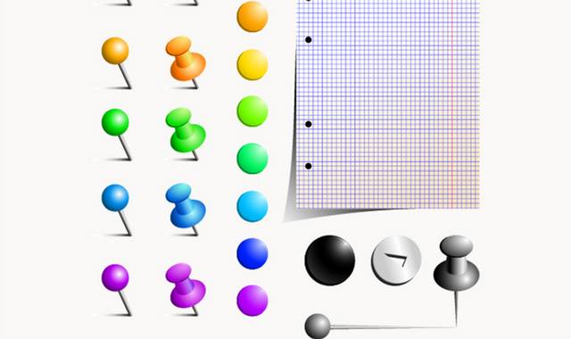 矢量彩色图钉