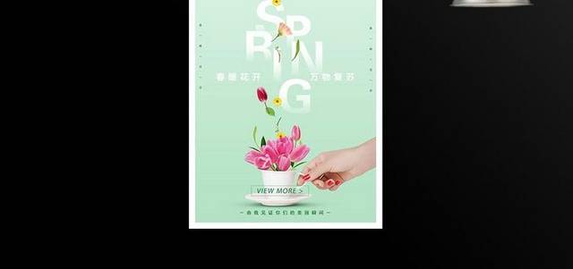 浅绿色小清新春季促销海报