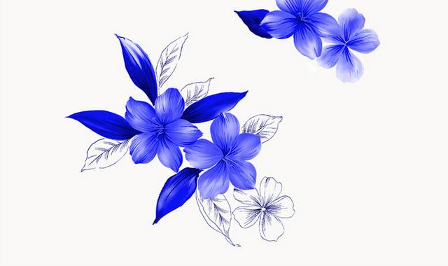 手绘青花瓷花卉图