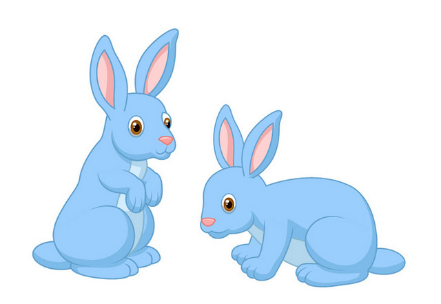 两只蓝色卡通兔子