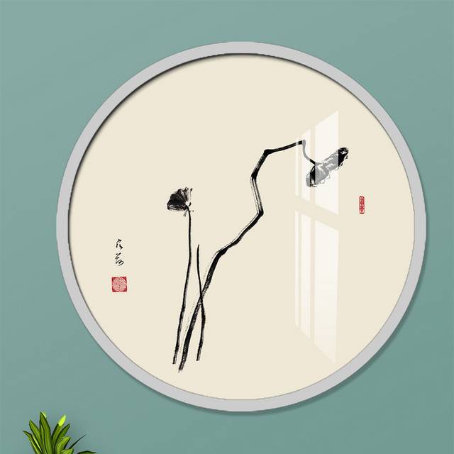 简约水墨荷花装饰画无框画
