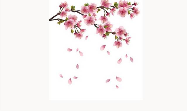 春天的桃花手绘素材