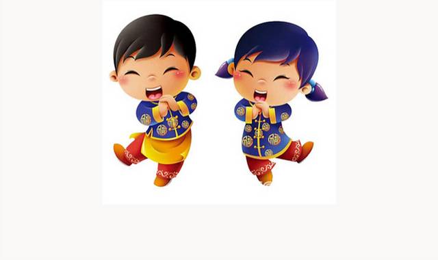 两个拜年娃娃设计素材
