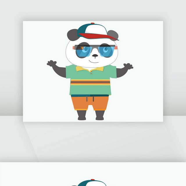 夏季戴眼镜的小熊猫