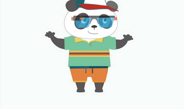 夏季戴眼镜的小熊猫