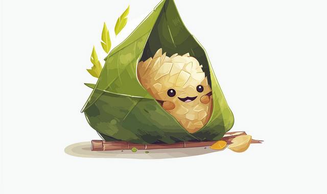 绿色可爱风格端午节粽子