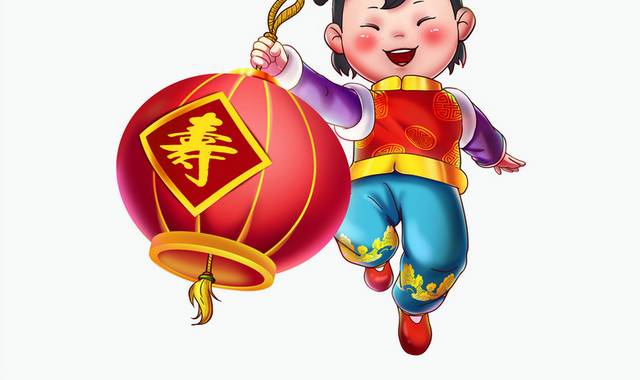 传统节日春节新年拜年娃娃插画素材