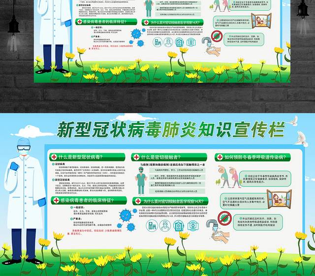 蓝色简约新型冠状病毒肺炎知识宣传栏