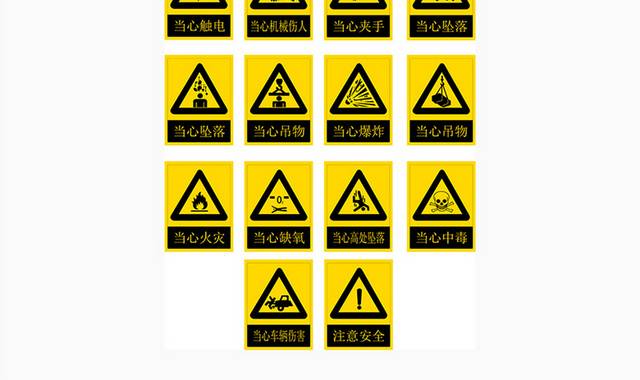 矢量黄色安全标志图标