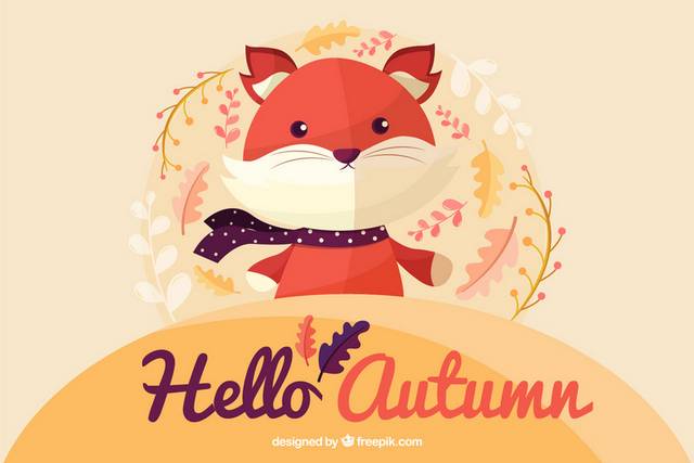 卡通可爱小狐狸秋季素材