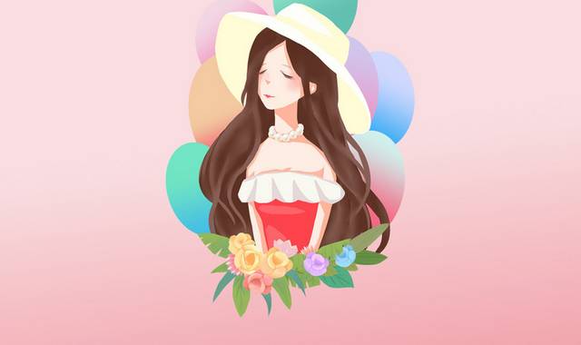 小清新时尚手绘38妇女节妇女神节插画